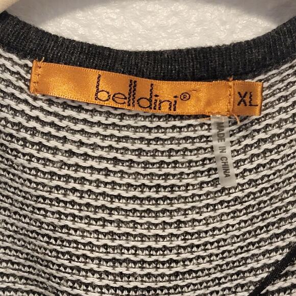 Belldini Cardigan Sweater Black White Pin Stripe Long Sleeve Open Front XL 363 - Picture 3 of 13